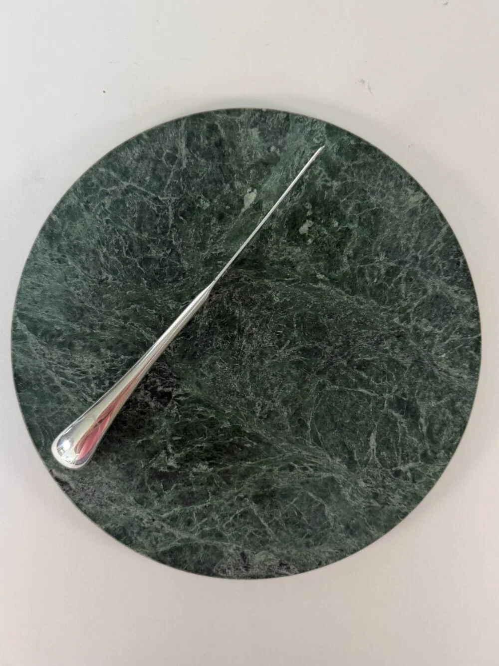 Vintage DANSK Torun Marble Cheese Board and Silver Plated Knife Set